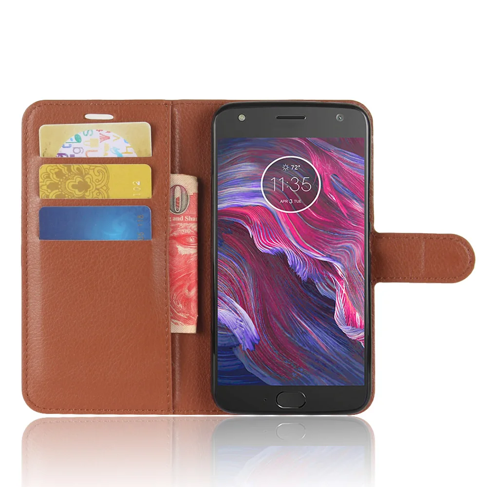 Для MOTO X4 чехол роскошный filp Lychee кожаный бумажник Стенд для телефона Чехол сотовый