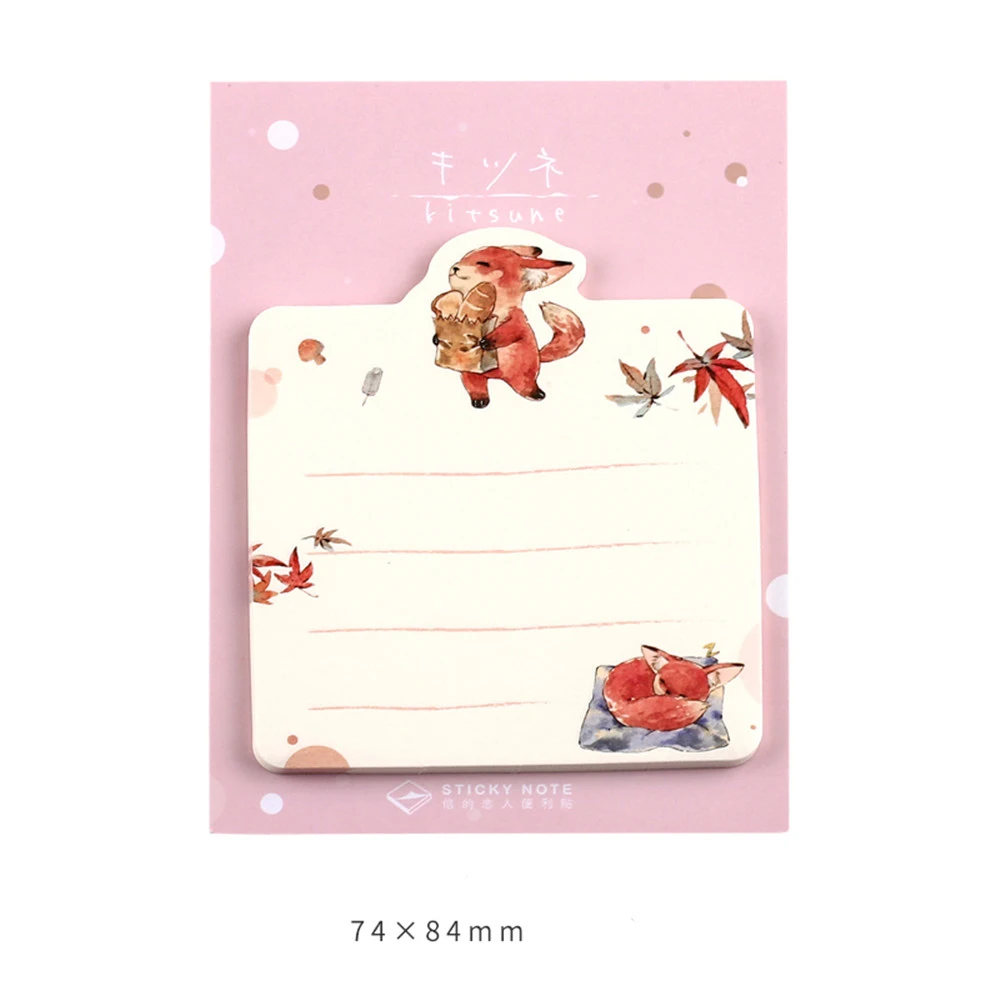 B Милый кролик, лиса, блокнот для заметок, Kawaii, открытка для сообщений, бумага для школы, 30 листов, блокнот, индексная бумага, корейские канцелярские принадлежности, подарки для детей - Цвет: B