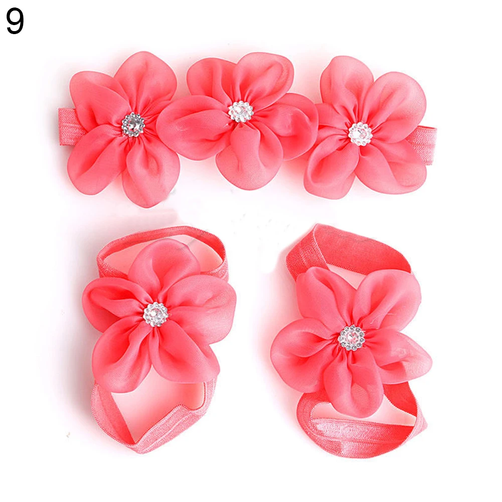 3 Pcs/Set Baby Girl Little Princess Barefoot Rhinestone Foot Flower Headband | Детская одежда и обувь