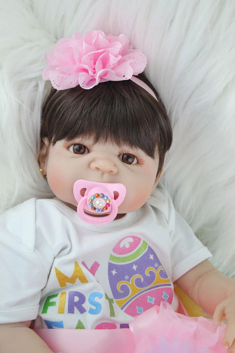 55 см полный силикон Bebe Reborn Девочка Кукла 2" Реалистичная кукла-Новорожденный принцесса Малыш Прекрасный Пасхальный яйца одежда подарок на день рождения