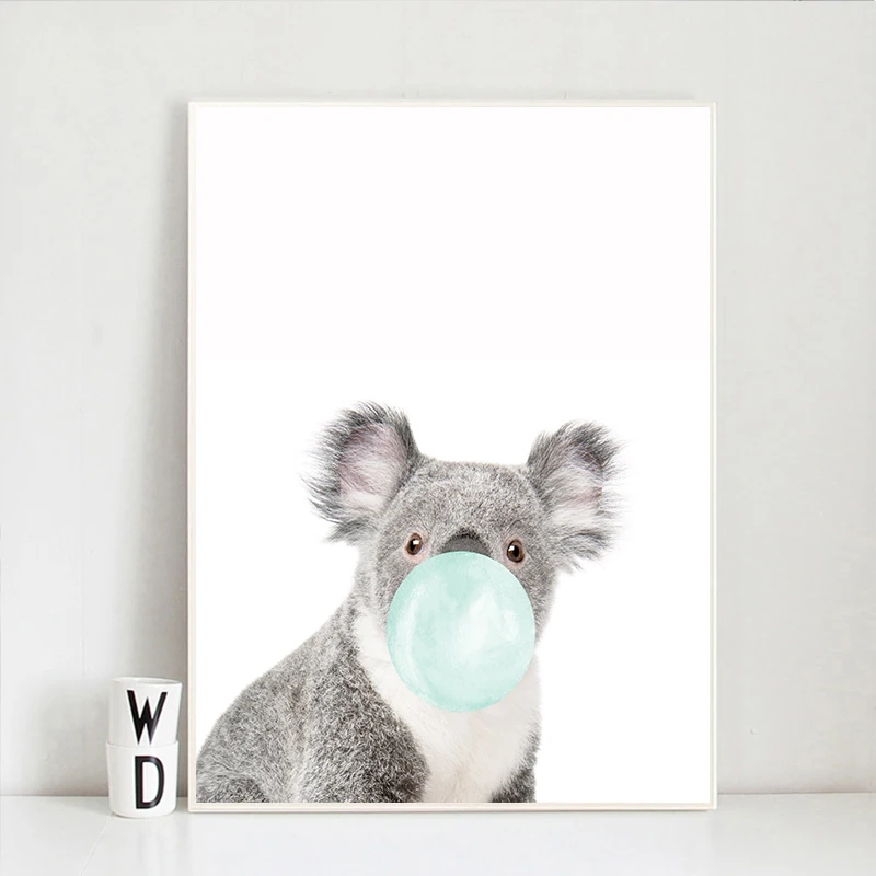 Симпатичная синяя камедь животное зебра жираф коала кенгуру холст искусство