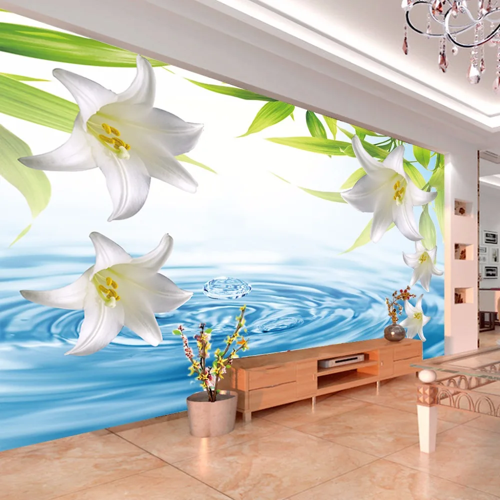 Пользовательские Любой Размер 3D фото обои современные цветок лилии
