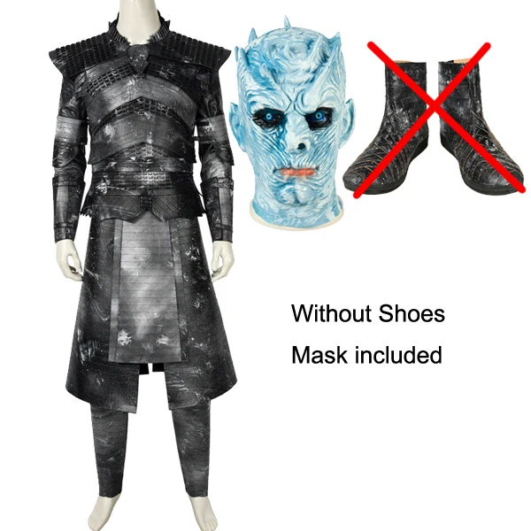 without shoes Карнавальный костюм «Ночной король»; маскарадный костюм на Хэллоуин; костюм «Игра престолов»; Сезон 8; Маска «Песнь Льда и Огня» - Цвет: without shoes