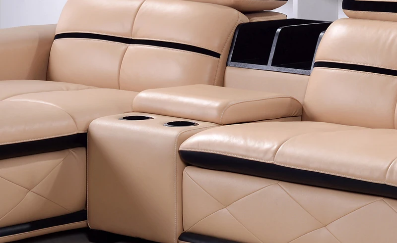 Бесплатная доставка eenuine кожаный диван бежевый Цвет современный и элегантный