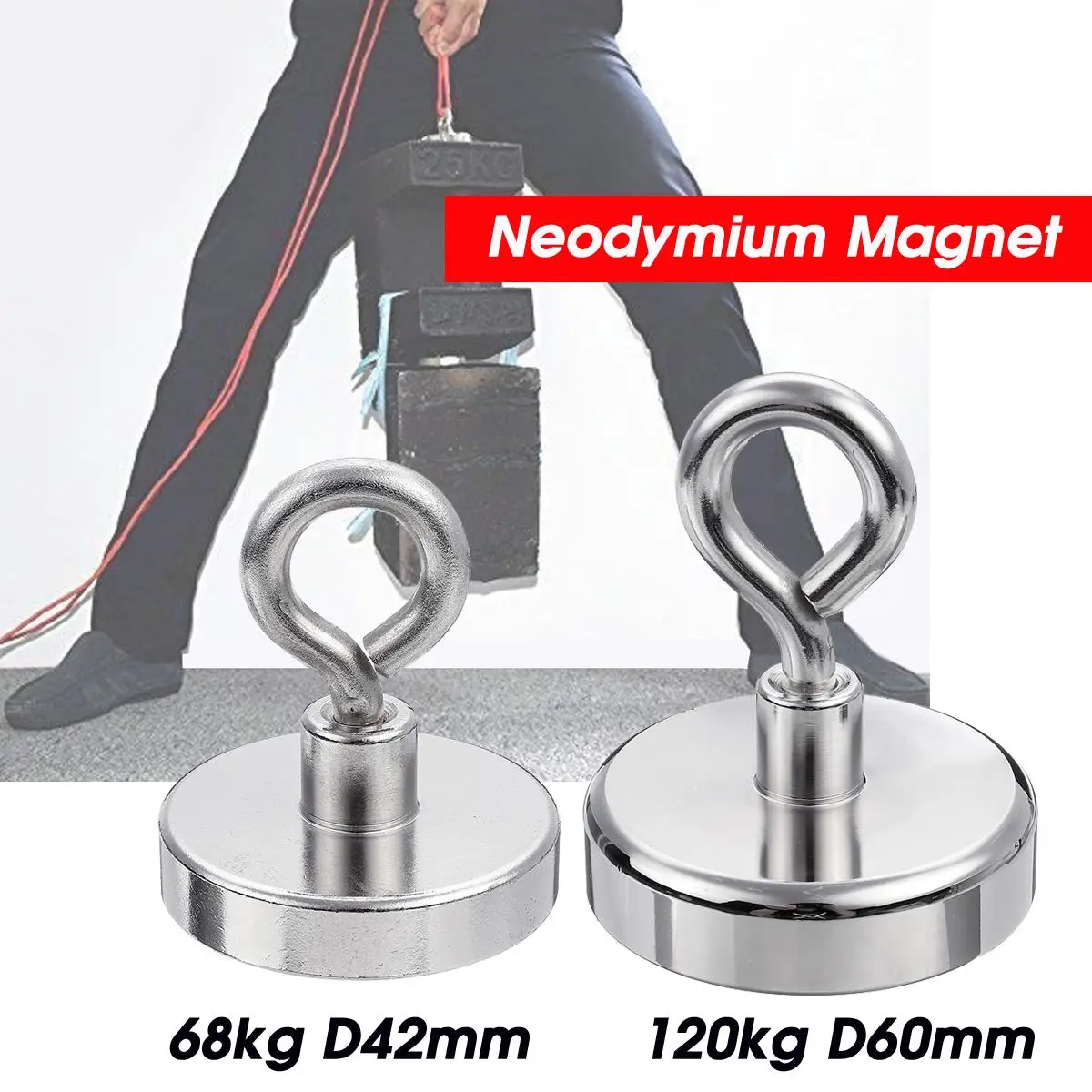 120 кг D60mm 68 кг D42mm сильный неодимовый магнит для рыбалки поврежденный поиск Магнитный Материал деап морская восстановления охоти