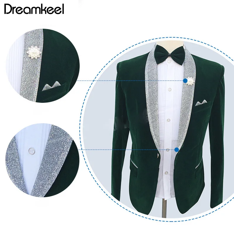 

Wonderful Groom Male Wedding Prom Suit Green Slim Fit Tuxedo Men Formal Business Work Wear Suits 3Pcs Set (Jacket+Pants)