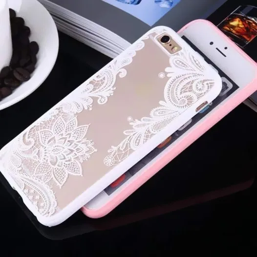 STROLLIFE Phone Cases For iPhone 7 cover Sexy Black Lace Floral Vintage Flower Clear Back Cover iphone 7Plus 6 6s 5s Capa |