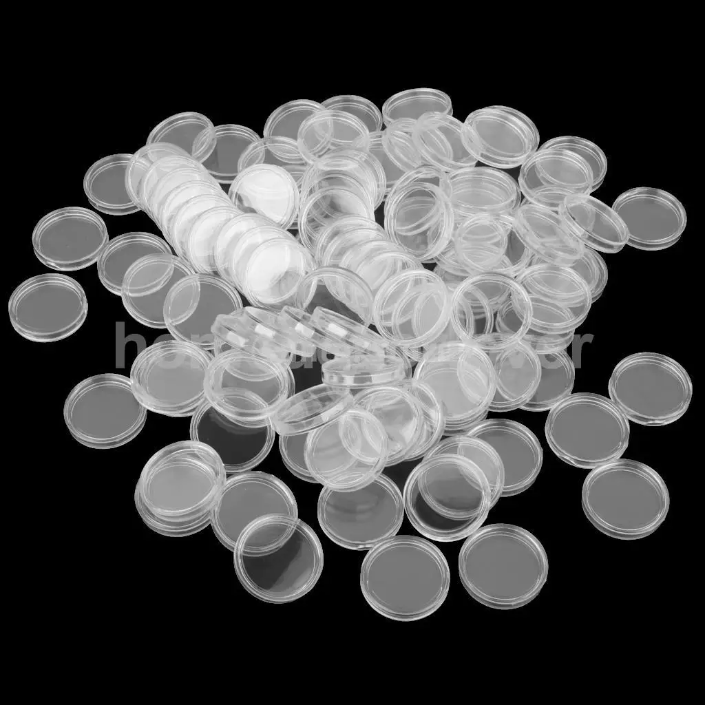 Оптовая продажа 100 шт. прозрачный Круглый держатель для монет в коробке