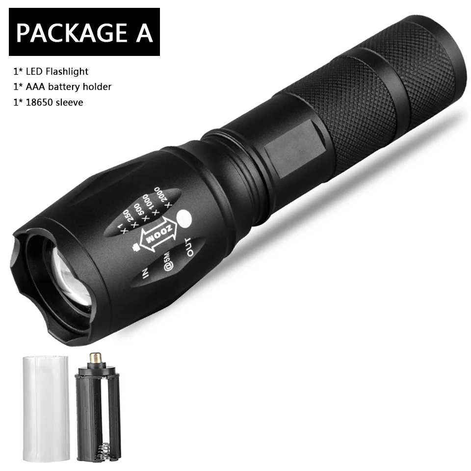 Led flashlight Ultra Bright torch V6 L2 T6 Camping light 5 switch Modes Zoomable Bicycle Light use 18650 battery - Испускаемый цвет: Option A