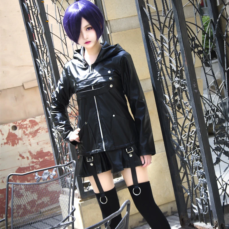 Японское Аниме Tokyo Ghoul Touka Kirishima костюмы для косплея женское кожаное черное платье