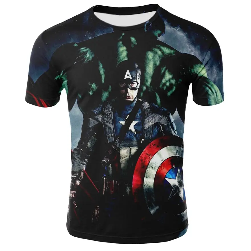 Футболка Marvel Avengers супергерой Железный человек Человек-паук Новинка панк