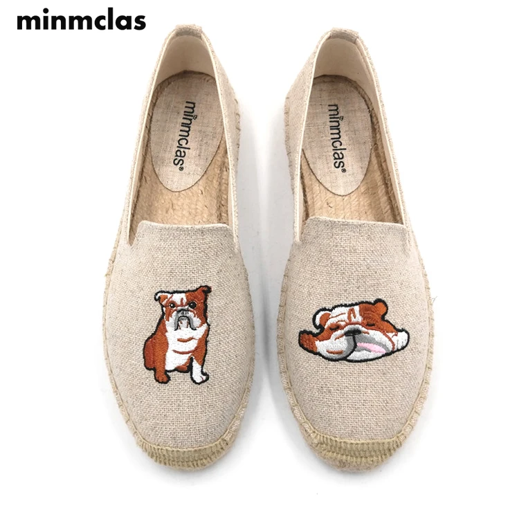 Эспадрильи Minmclas Dog Alpargatas женские удобные повседневные шлепанцы с мультяшным