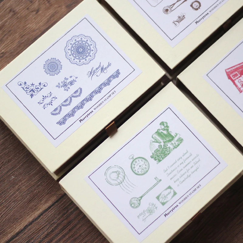 6 8 шт./компл. бутон шелковая печать набор Винтаж путешествия деревянный резиновый