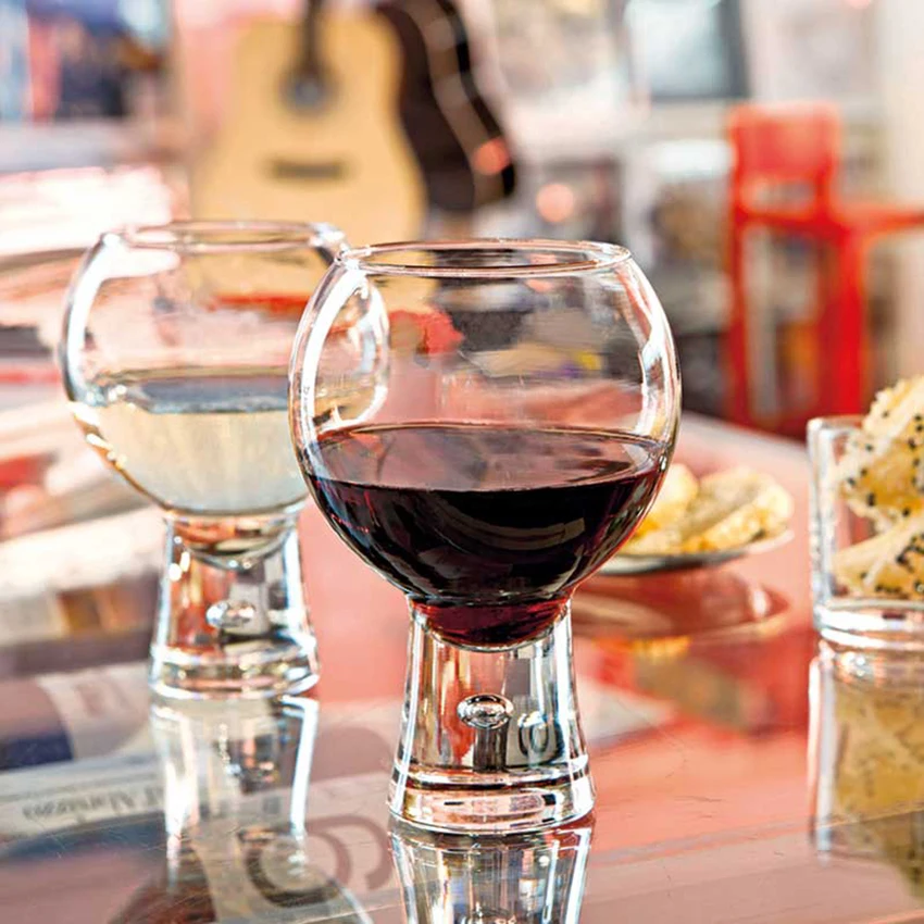 

Creative spherical wine glass cup lead free crystal glass wine cup handmade blow Salad dessert cup family bar party drinkware