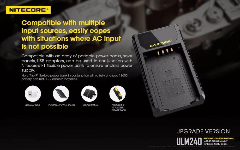 Nitecore ULM240 USB зарядное устройство для Leica BP SCL2 аккумуляторы совместимые LeicaM (Typ 262) M