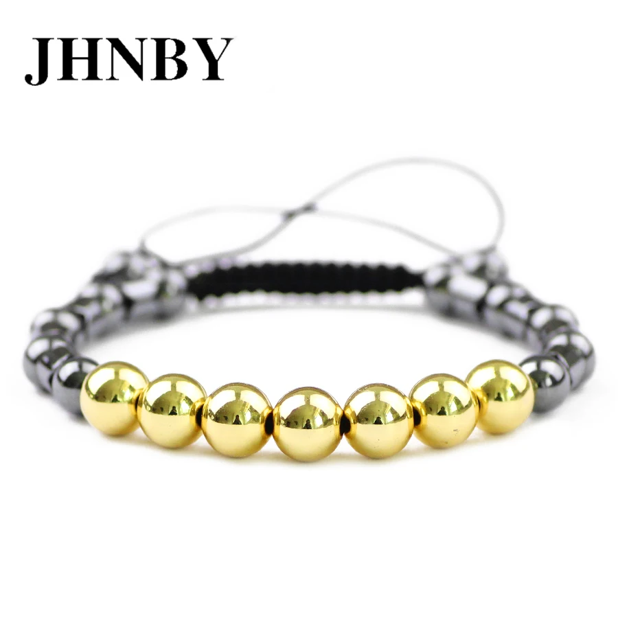 JHNBY Lucky Ball Braided Rope Men Bracelet 6/8mm Charms Hematite Beads Fashion Women Copper Bangle Jewelry Pulseira Masculina | Украшения и