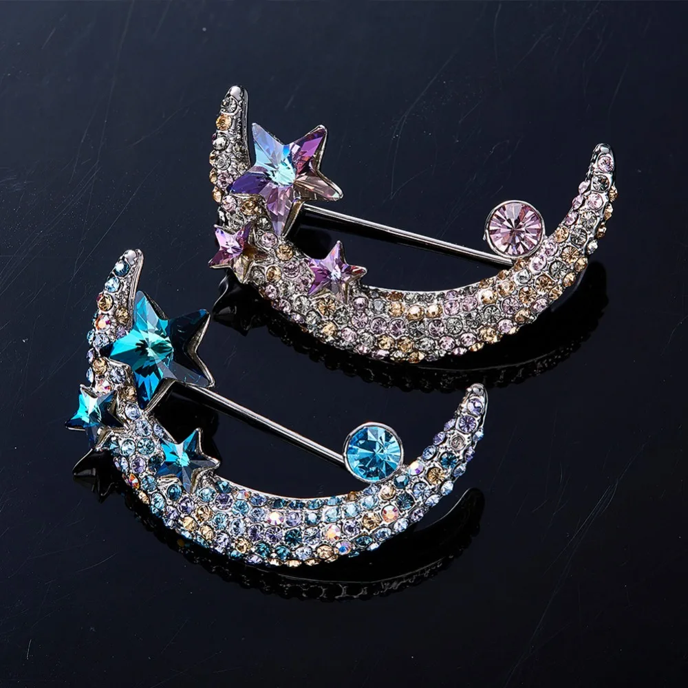 PANDA100 Подарочные ювелирные броши для женщин кристаллические Swarovski с Луной