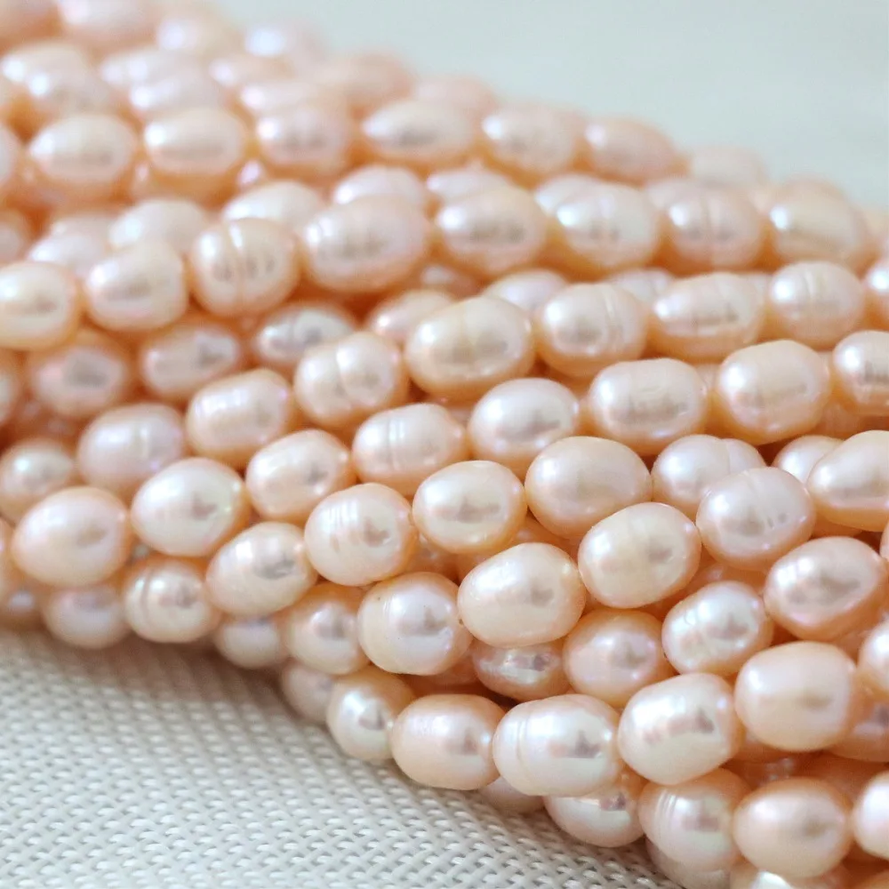 

Natural orange freshwater pearl rice fine jewelry findings fit diy women Chrams bracelet necklace loose beads 15inch B1332