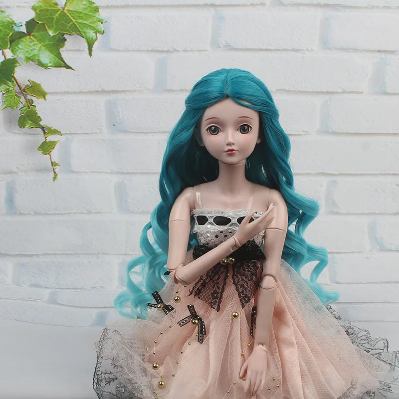 1/4 1/3 BJD/SD кукольный парик волосы высокая температура волокна длинные волны Белый Розовый Синий Зеленый цвет Омбре парики для BJD/SD куклы
