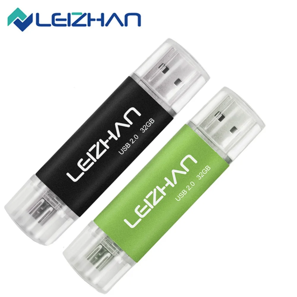 LEIZHAN фотостудия OTG USB флеш накопитель двойной 64 ГБ 32 16 8 4 с разъемом micro для