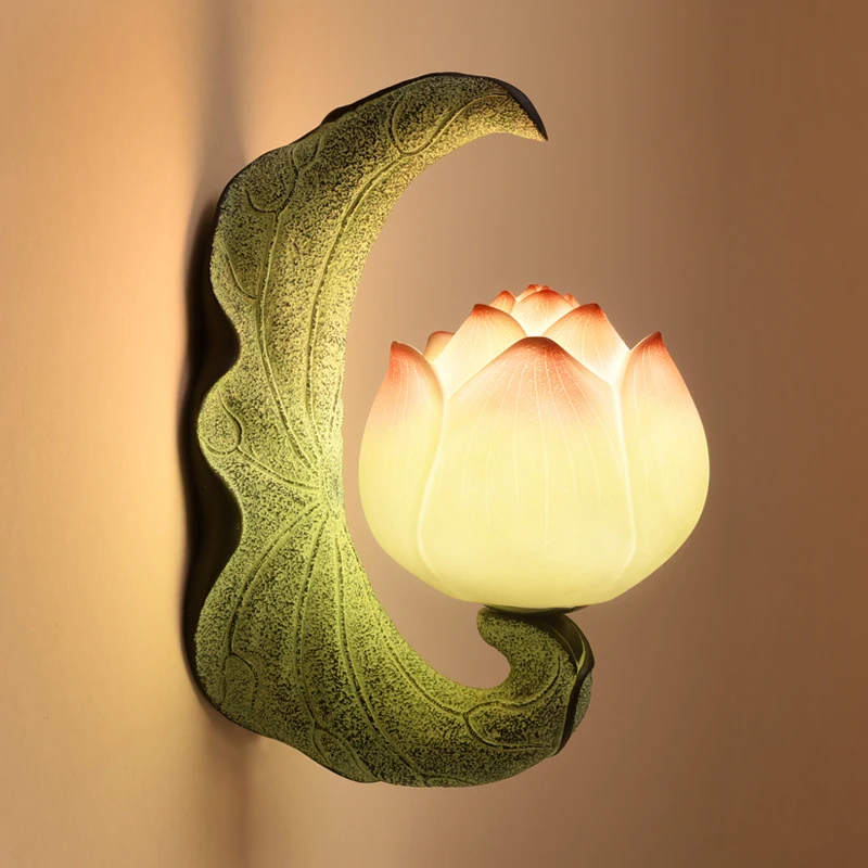 Креативные новые китайские Настенные светильники lotus для ванной комнаты спальни