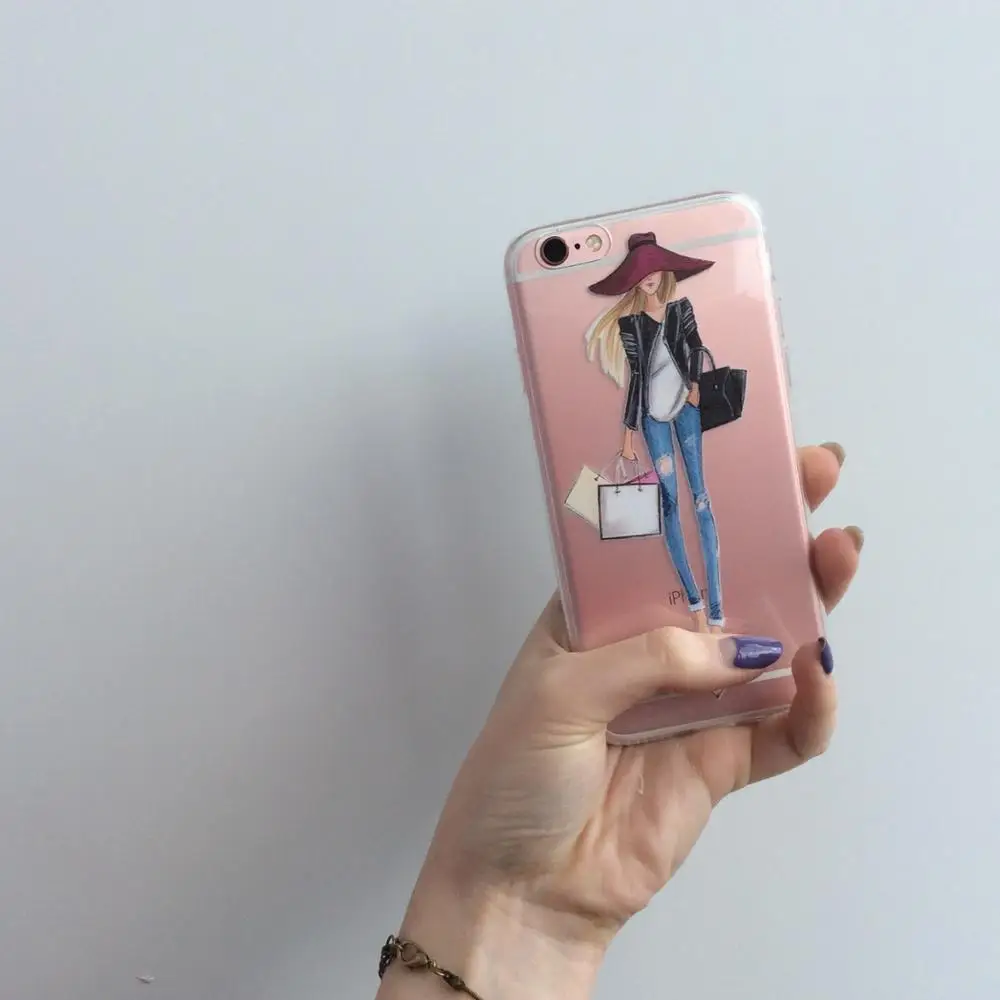Чехол для iPhone 7 плюс 8 6 6s 5 5S SE P девушка дизайн стиль Мягкий ТПУ Прозрачный Ультра