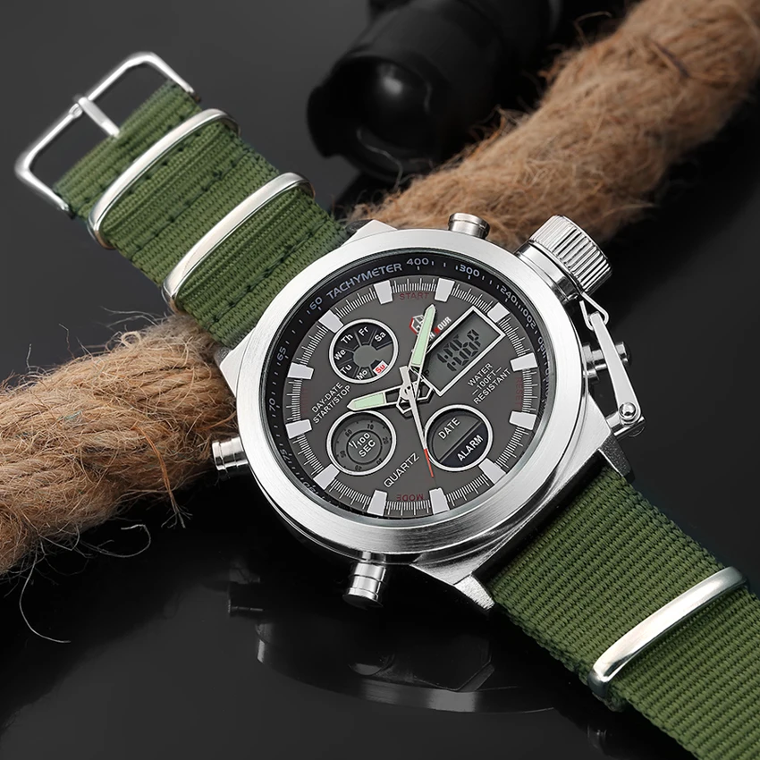 Мужские спортивные часы Reloj Hombre GOLDENHOUR Автоматические цифровые парусиновые