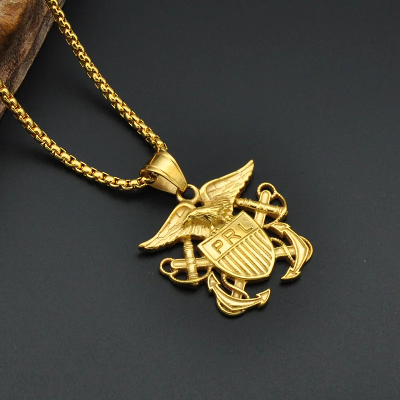 HIP Hop Eagle Pattern Necklace Gold Color 316L Stainless Steel Necklaces &amp Pendants for Men Jewelry | Украшения и аксессуары