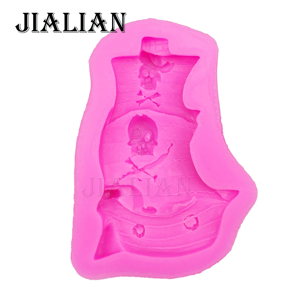 Силиконовая форма для мыла в виде пиратского корабля черепа|fondant silicone molds|silicone