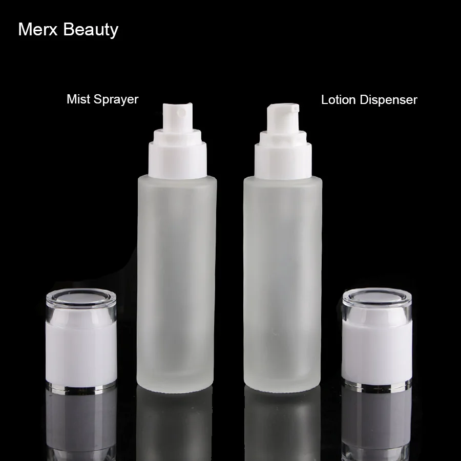 80 мл матовое прозрачное стекло лосьон косметический насос бутылка белый LID-6PCS/лот