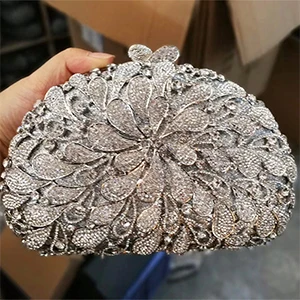 Silver Темно-розовый клатч, сумочка, вечерние сумки, клатчи для женщин, на цепочке, с бриллиантами, сумка-мессенджер, Модный женский дневной клатч, женские сумочки с кристаллами - Цвет: Silver