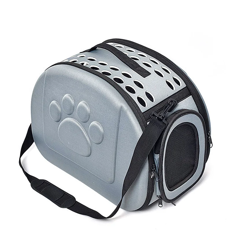 Grey Paw форма принт Pet Carrier сумка Портативный Открытый Твердые Складная Собака Путешествия Сумка-переноска для животных щенок переноски сумки на плечо S/L - Цвет: Grey