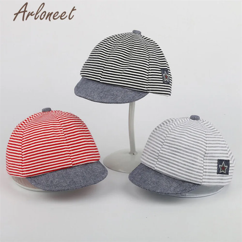 ARLONEET Fashion Baby hat Boys Girls Letter sun Eaves Baseball Cap Striped print Unisex Cotton 2019 New summer Snapback Hat | Детская