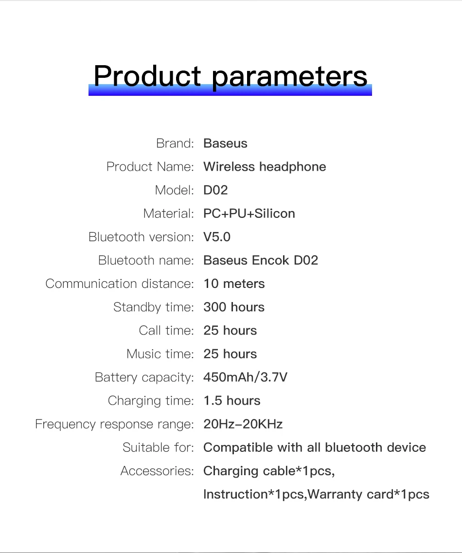 Baseus D02 беспроводные наушники Bluetooth 5 0 гарнитура для ушной головки телефона iPhone Xiaomi