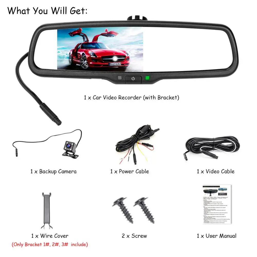 Зеркало заднего вида с автозатемнением парковочный монитор Full HD 1080P 5 дюймов TFT