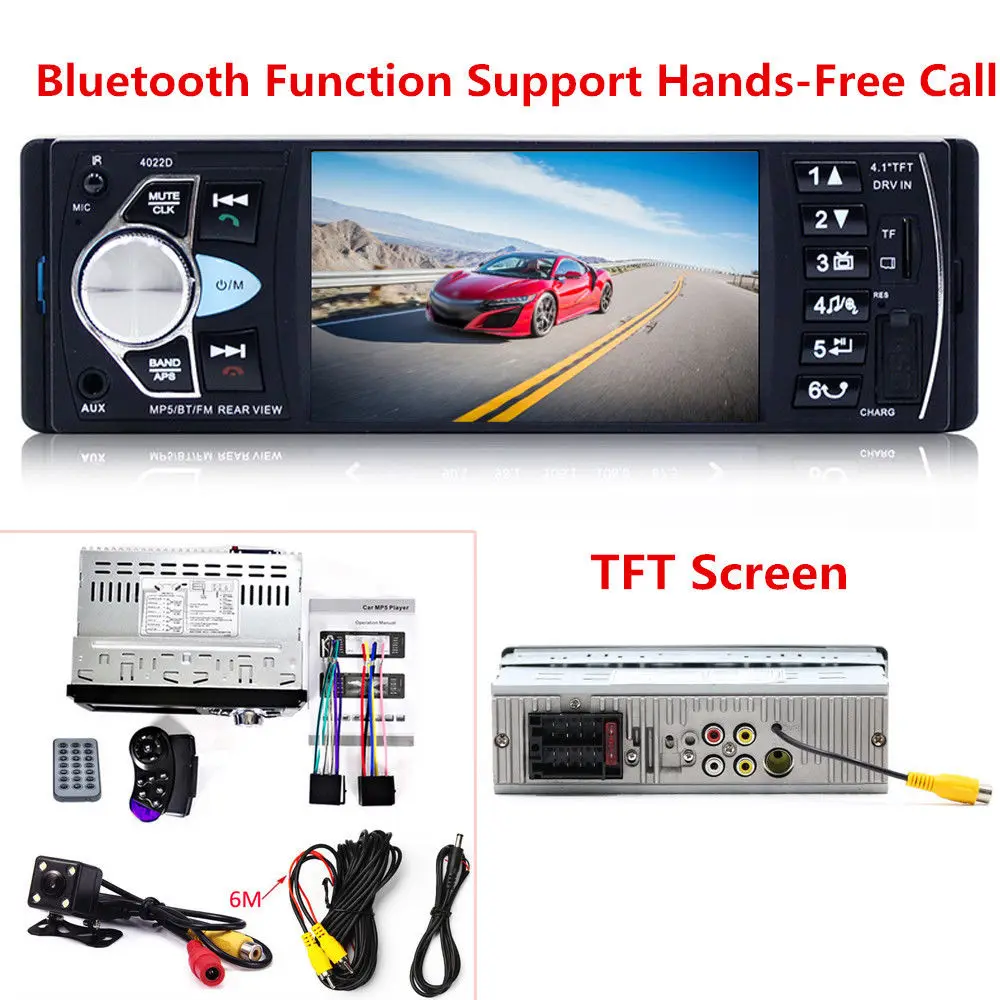 1DIN Автомобиль Радио Стерео бортовой авто радио плеер DC12V HD 4 1 дюймовый Bluetooth MP5