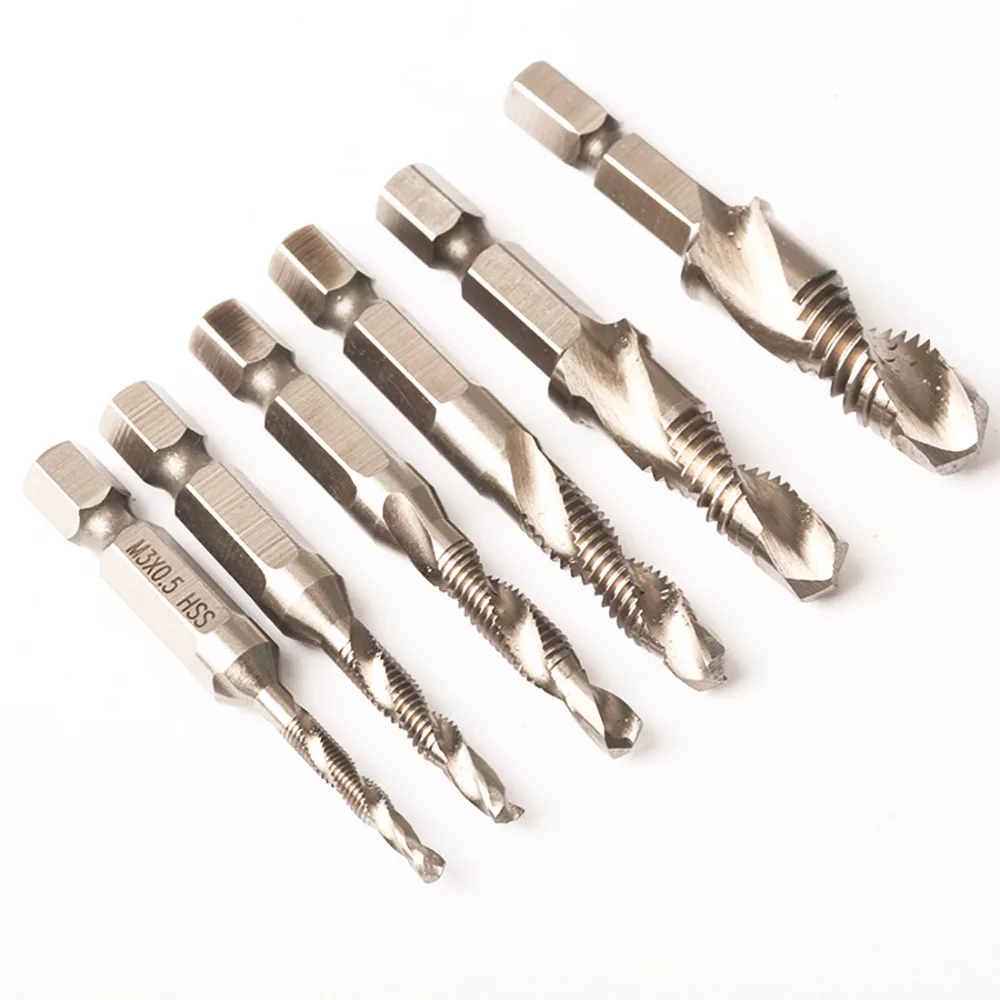 6 шт./компл. рука Метчик с шестигранным хвостовиком винт из быстрорежущей стали