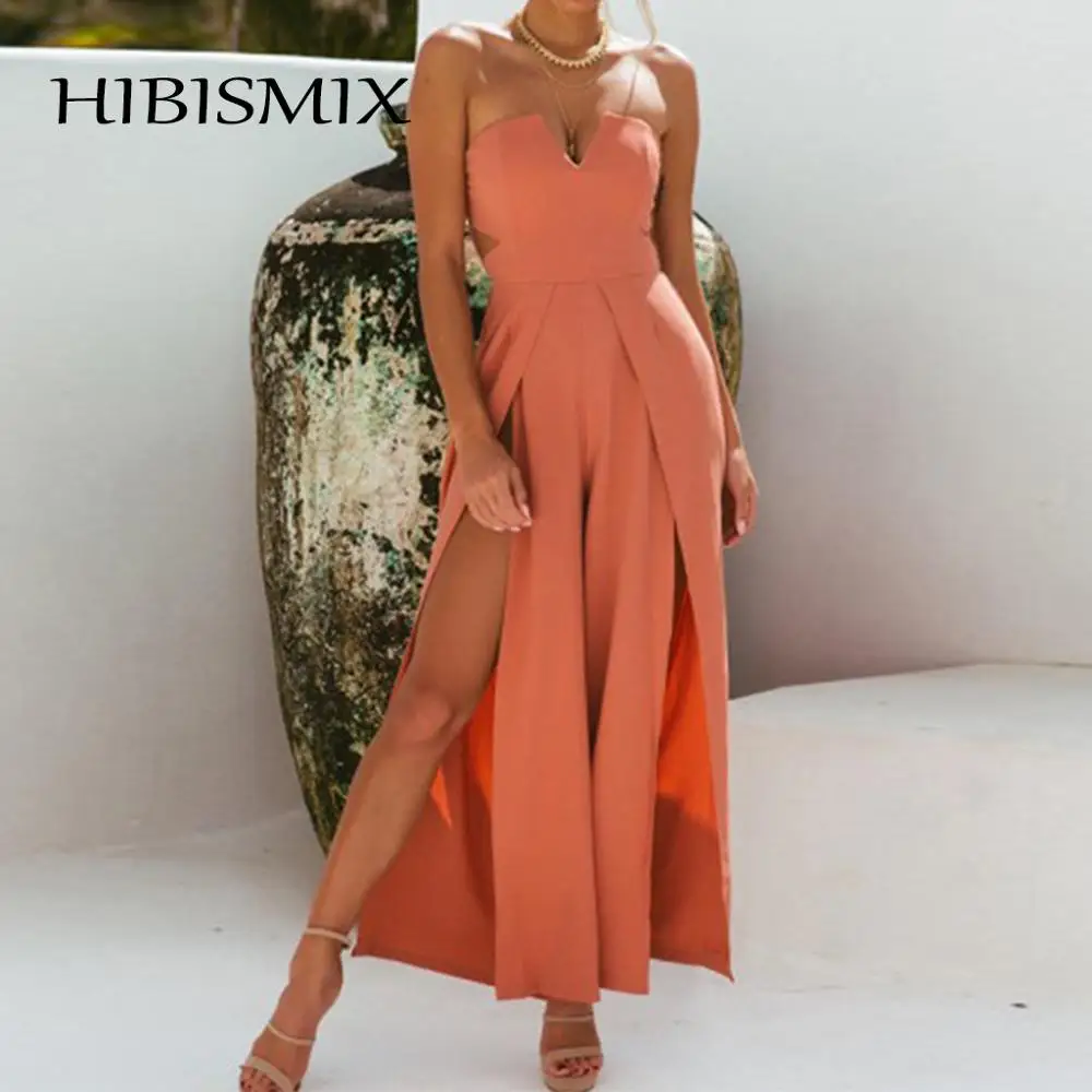 HIBISMIX сексуальный женский комбинезон с одним плечом 2019 Модный летний