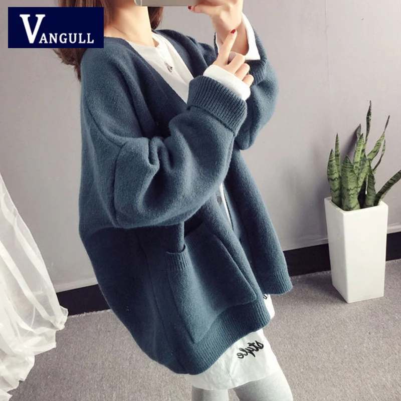 Женские вязаные свитера Vangull повседневные свободные однобортные кардиганы на