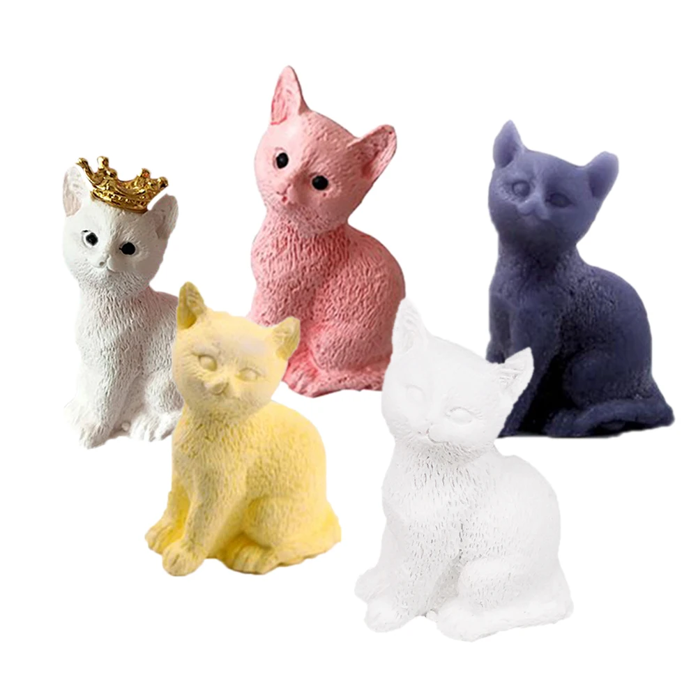 3D Маленькая свеча-кошка плесень Мыло Форма для шоколада Сделай Сам Мыло Формы Торт украшения инструменты