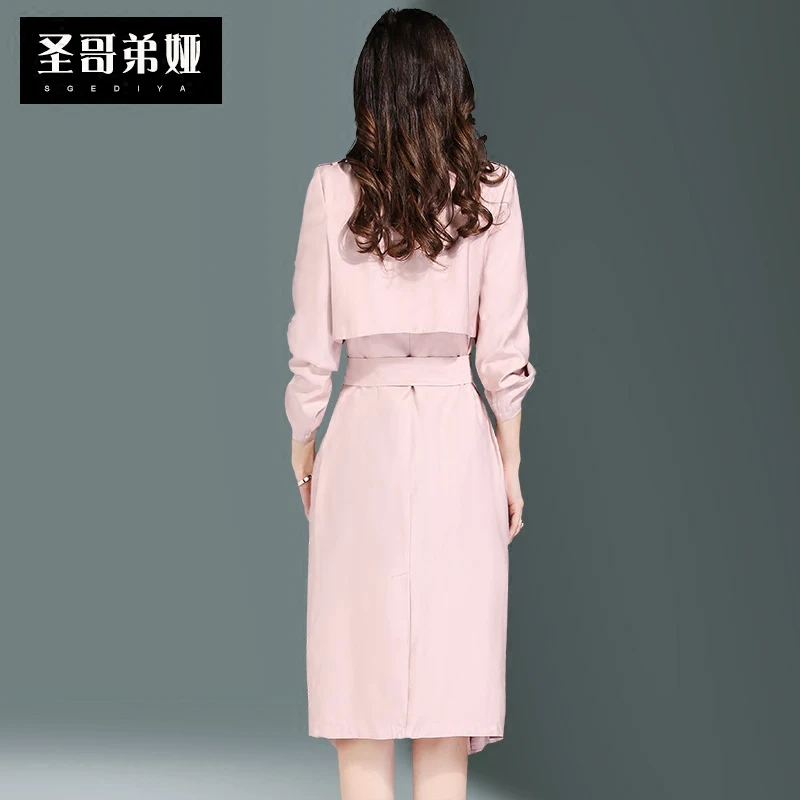 Женский тренчкот на весну длинное Модное Элегантное однотонное пальто с длинным