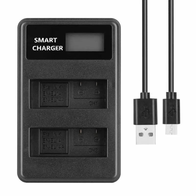 EN-EL14 EN-EL14A батареи ЖК-дисплей Дисплей двойной Порты и разъёмы USB Батарея Зарядное устройство для Nikon P7800 P7700 P7100 P7000 D5600 D5500 D5300 D5200