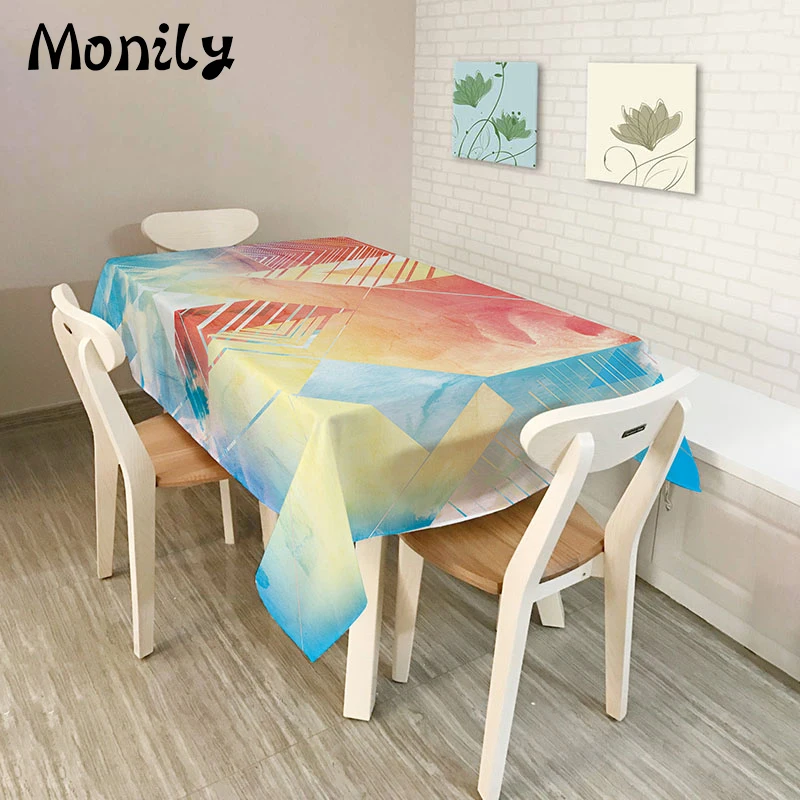 Monily полиэстер Водонепроницаемый прямоугольник Скатерти Необычные абстрактные