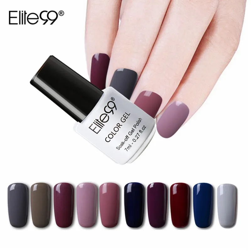 Elite99 7ml Pure Color Gel Lacquer 10 Pcs/set Nail Art Semi Permanent Polish Soak Off UV LED Manicure Primer Glue | Красота и
