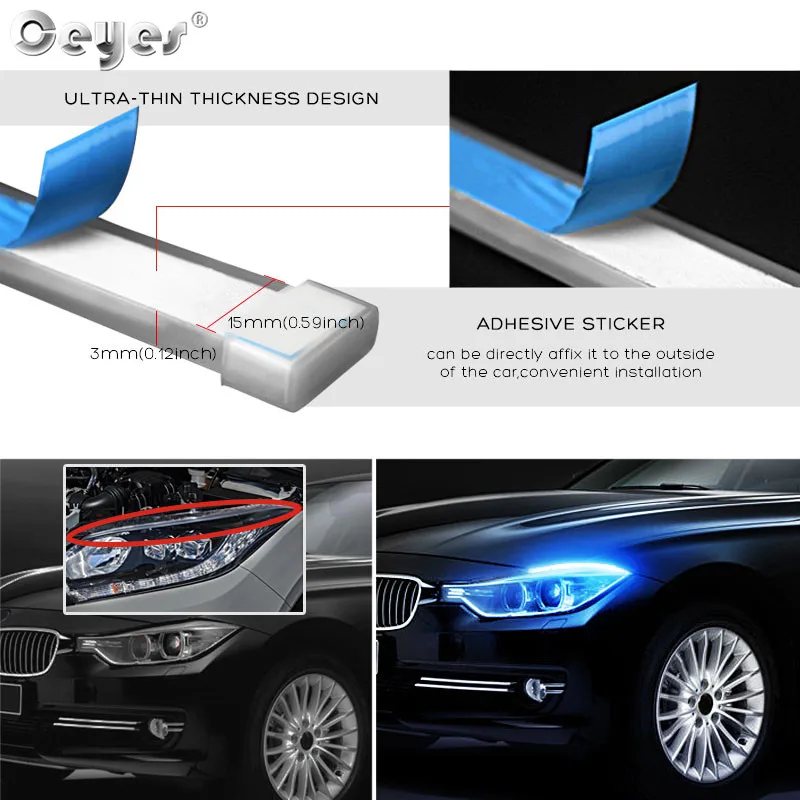 Ceyes автомобиля 12V DRL Габаритные огни Светодиодный тюнинг универсальные