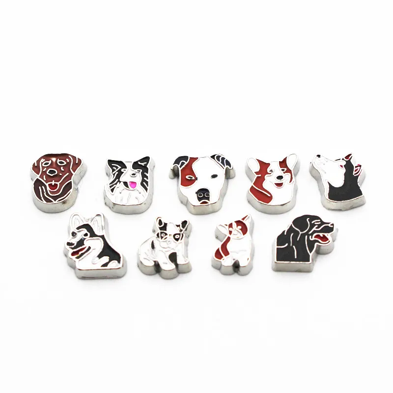 

Микс 10 шт./лот, Симпатичные Плавающие Подвески в виде собаки, живые стеклянные медальоны с памятью, самодельные аксессуары в виде животных, подвески, ювелирные изделия