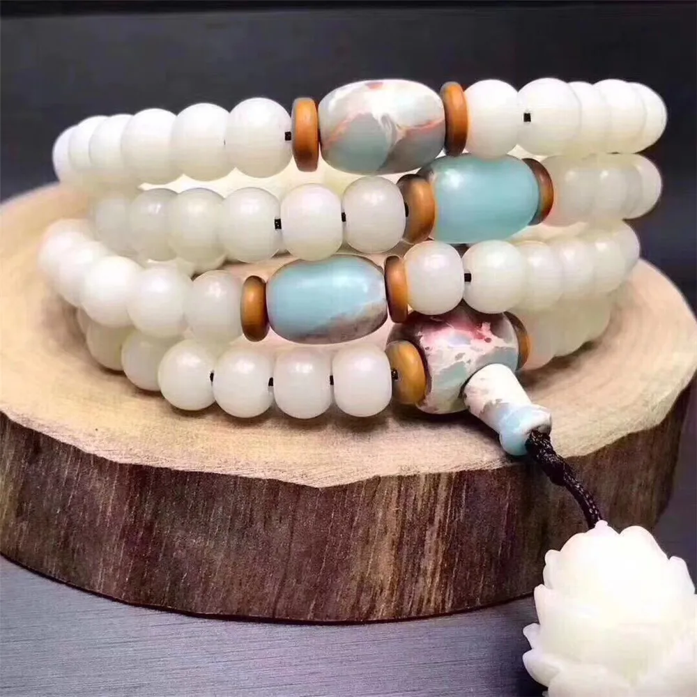 

Новый дизайн 108 Mala ювелирные изделия натуральный белый Bodhi бусина "ведерко" браслет с Shoushan аксессуары из камня модное женское ожерелье