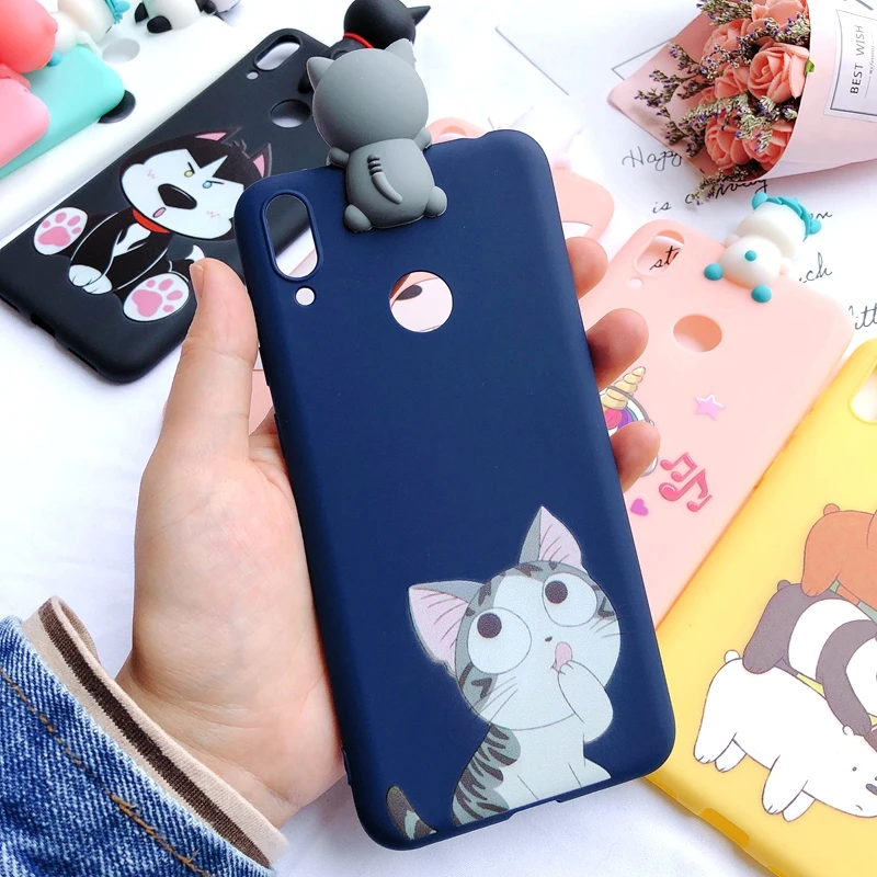 1 Y7 3D чехол для huawei Y7 чехол для телефона Kawaii Медведь Единорог силиконовый чехол для etui huawei Y7 Prime чехол+ отпечаток пальца - Цвет: 1