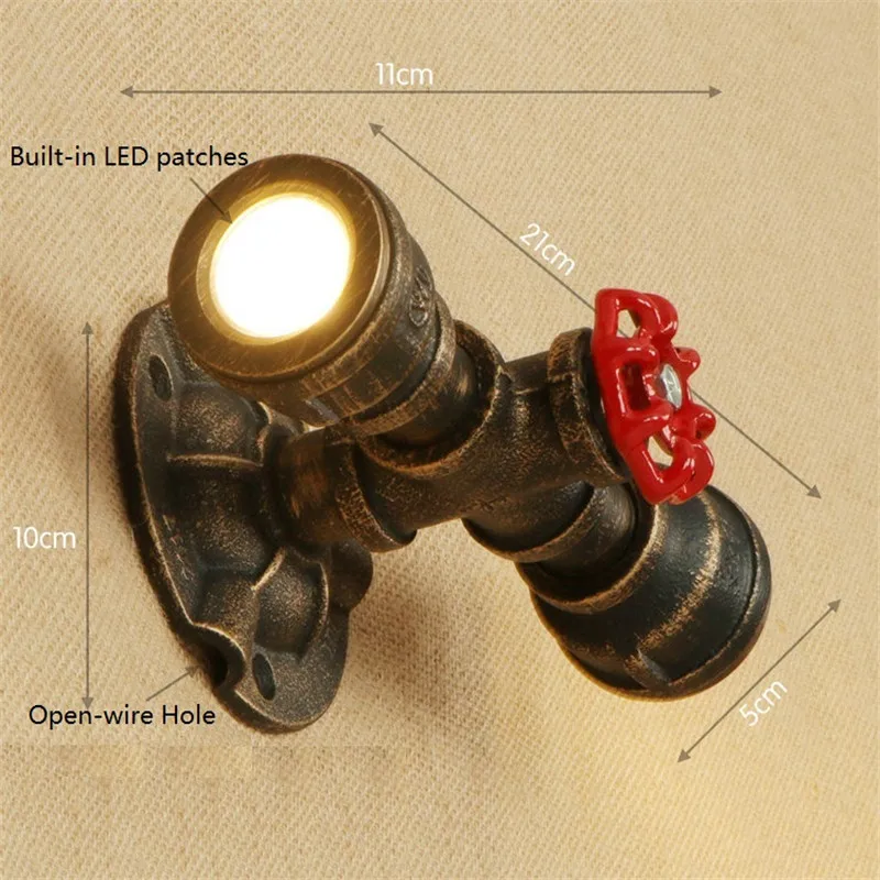 Настенный железный светильник в стиле лофт винтажное Бра с 2 лампами для спальни