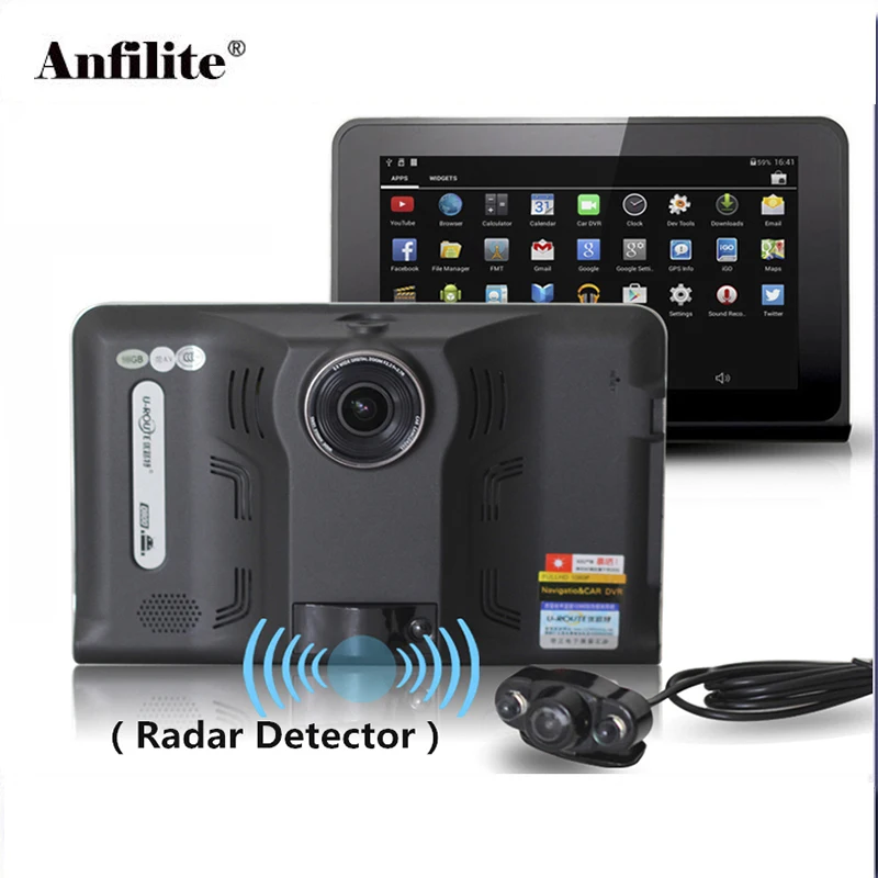 Anfilite 7 inch 800*480 Android 16gb Dual-Core Car DVR GPS Navigation Radar Detector Truck vehicle navigator Rear view camera | Автомобили